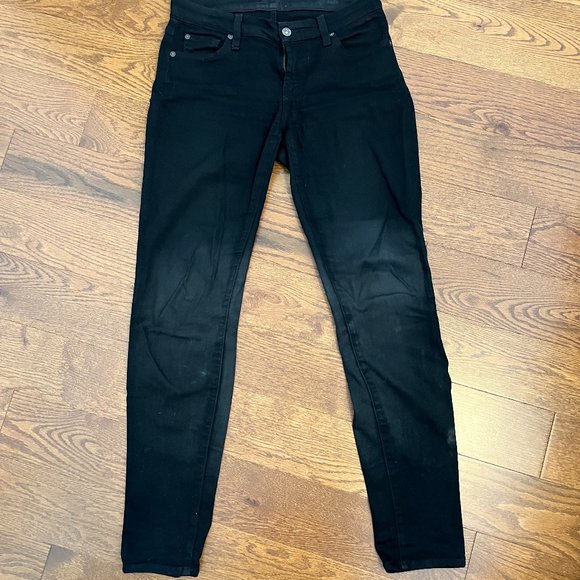 7 For All Mankind Black The Slim Cigarette Jeans Size 27 - Picture 2 of 6